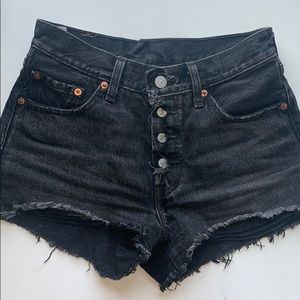 Levi’s Black Destroyed Jean Shorts